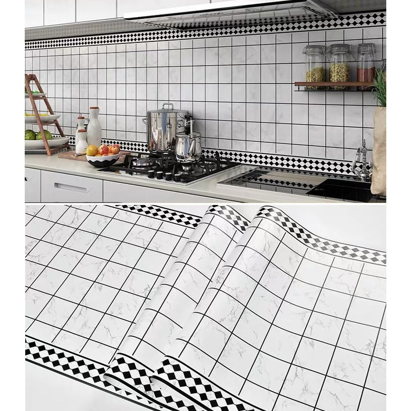 Kitchen Wallpaper Stickers High Temperature Antioil Waterproof Tile Selfadhesive Dapur Dinding