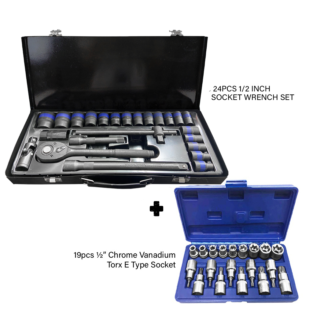 OPTIMUS / DEKECR-V /JNTRD 24PCS 1/2 INCH DR SOCKET WRENCH SET BLACK ...