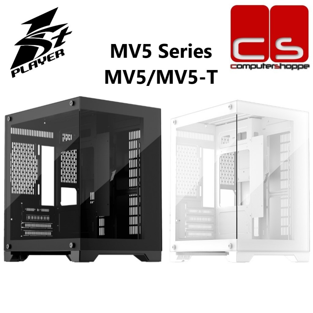 1STPLAYER Megaview MV5 Series M-ATX Case - Black/White (Build-in 3 ARGB ...