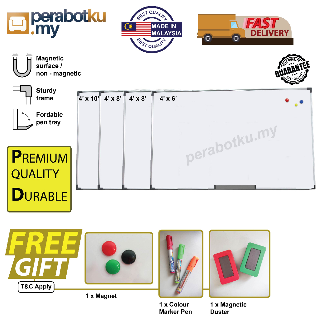 Whiteboard 4X5 4X6 4X8 4X10 4X12 White Board Papan Tulis Putih
