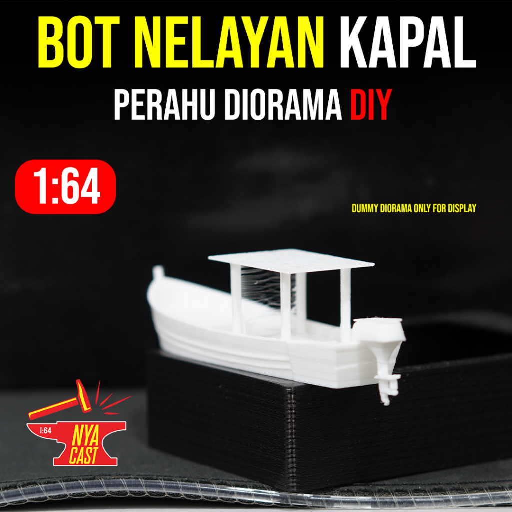 Bot Nelayan Perahu Sampan Diorama White Boat 1/64 Scale DIY Quality ...