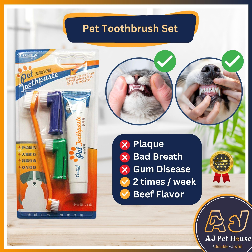 AJPET Pet Toothpaste Cat Toothbrush Set Dog Finger Toothbrush Silicon ...