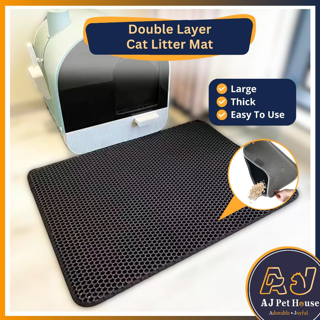 AJPET Double Layer Cat Litter Mat Washable Cat Litter Mat Waterproof EVA Cat Litter Trapping