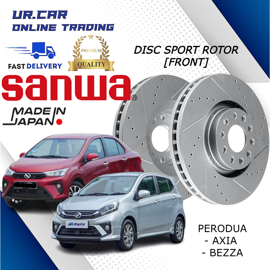 SANWA PERODUA AXIA , BEZZA FRONT (DEPAN) DISC SPORT ROTOR 100% ORIGINAL ...