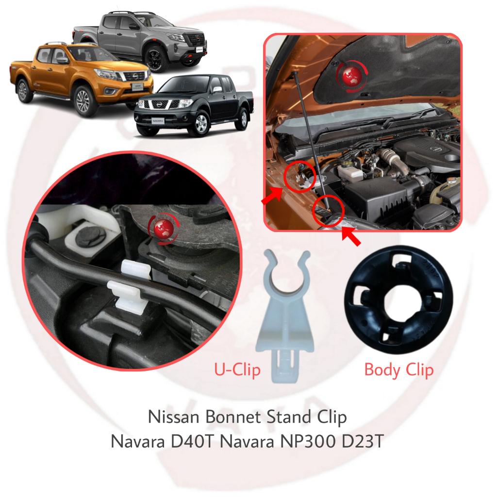 Nissan Navara Front Bonnet Stand Rod Clip D23T NP300 End Clip Holder U ...