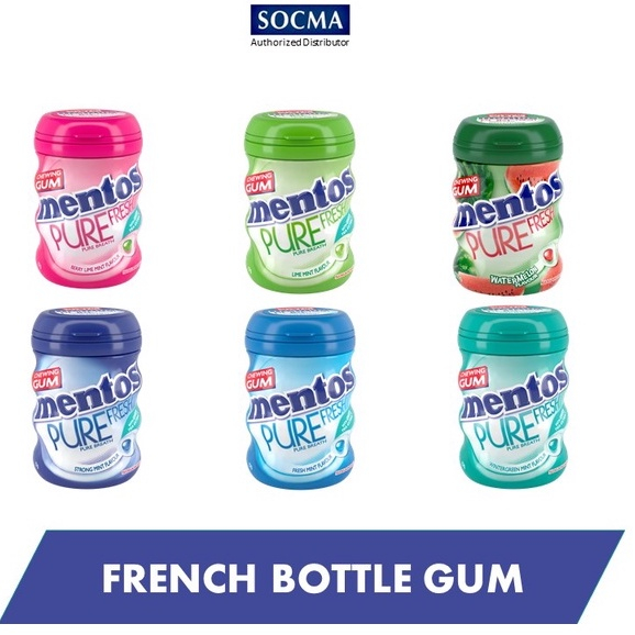 Mentos Pure Fresh French Bottle 57g (1 box - 6 Bottles) - Fresh Mint ...