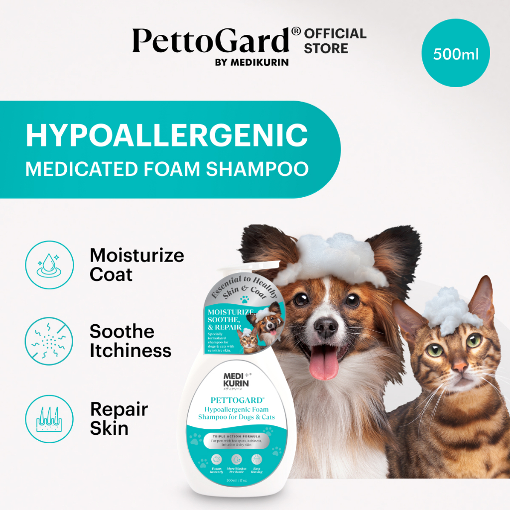 PettoGard Hypoallergenic Foam Shampoo for Dogs & Cats 500ml (for