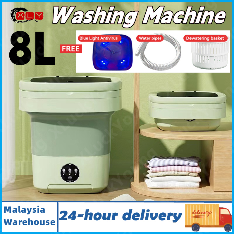 Mini Washing Machine 8L Portable Washing Machine Semi Auto 8L Washer Mesin Basuh Mini Dryer