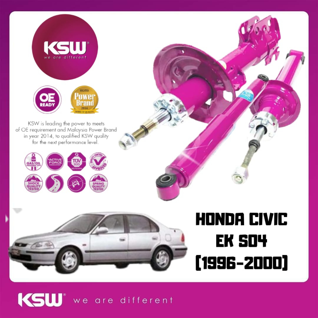 KSW HEAVY DUTY GAS ABSORBER- HONDA CIVIC SO4[1996-2000]FRONT AND REAR ...