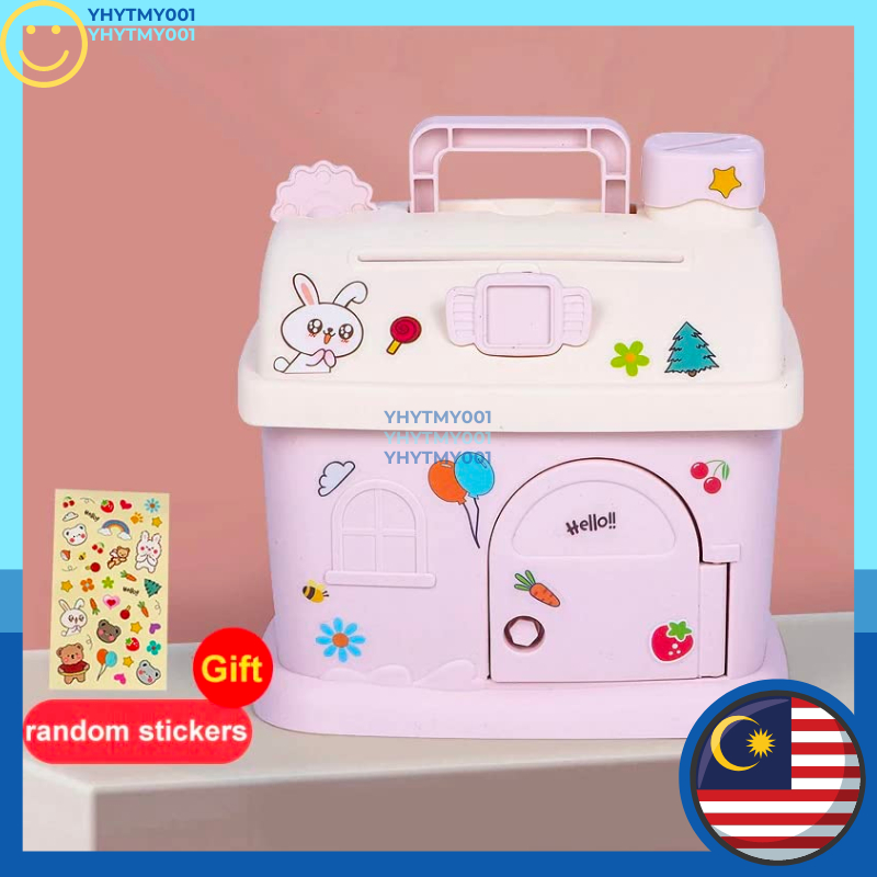 FREE STICKER!! House Piggy Coin Bank Tabung Duit Simpanan Wang Kanak