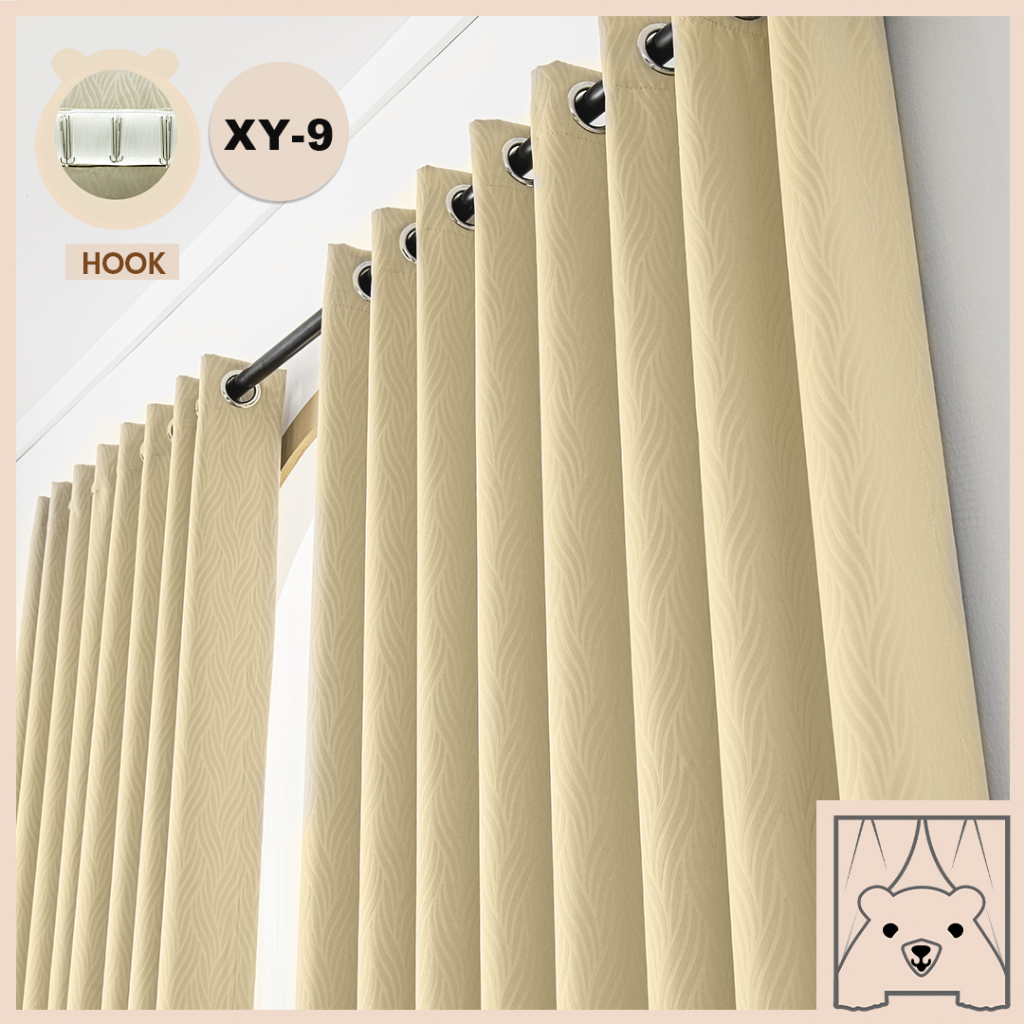 CozyBearCurtain/w200cmHook/ Leaf Texture/Langsir Blackout/ Hotel