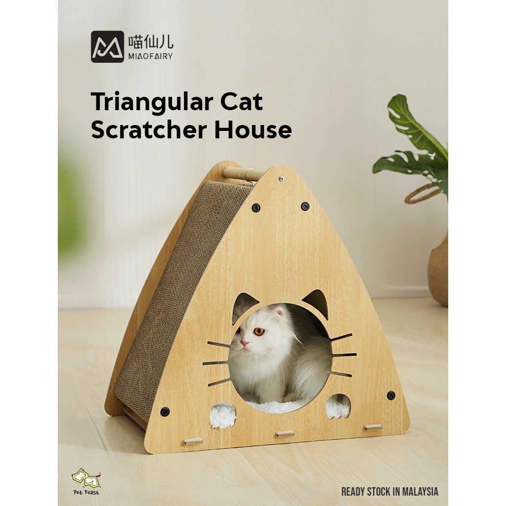 thumbnail image 2 of Cat Scratcher Triangular Vertical Integrated Scratching Board With Cozy Bed Durable Non Shedding Pad For Feline Climbing Cat Furniture Piece 2 of 10