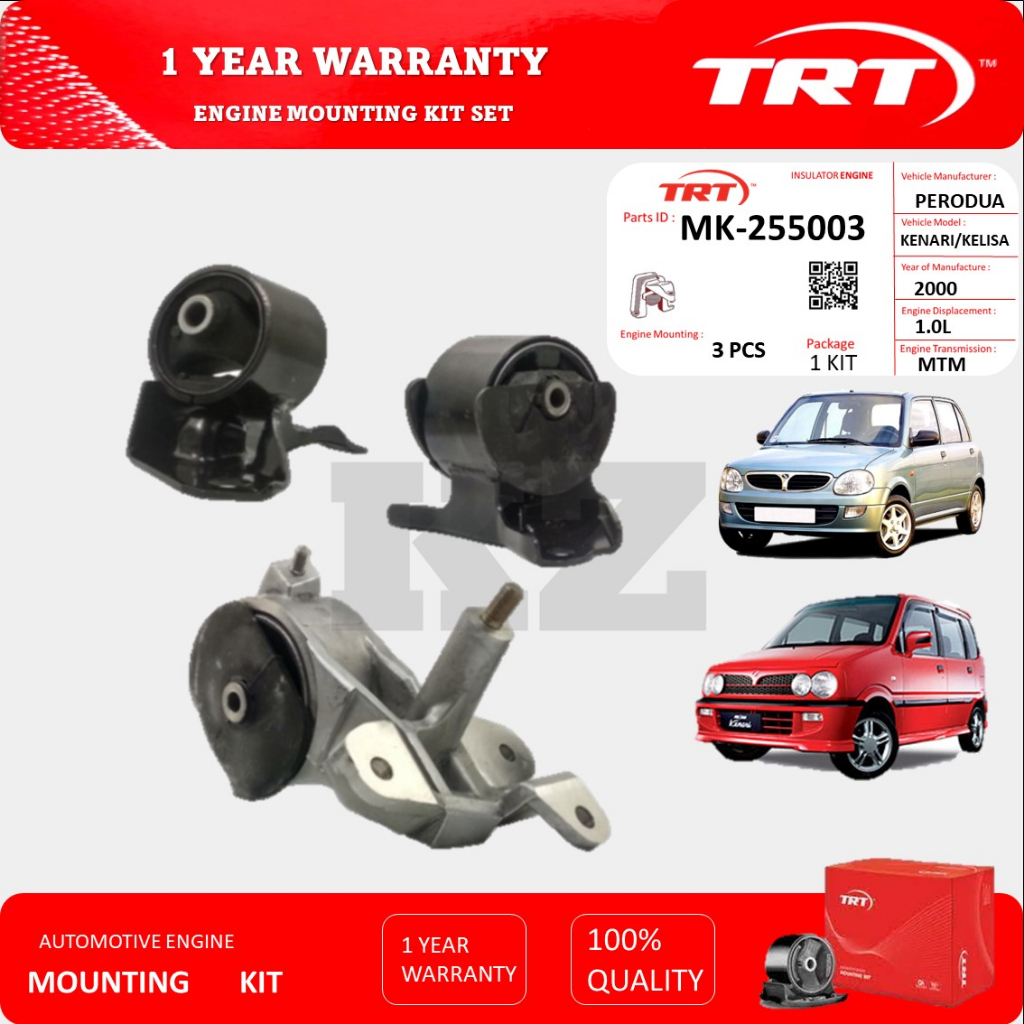 PERODUA KELISA / KENARI MANUAL ENGINE MOUNTING KIT TRT 1SET 3PCS 1 YEAR