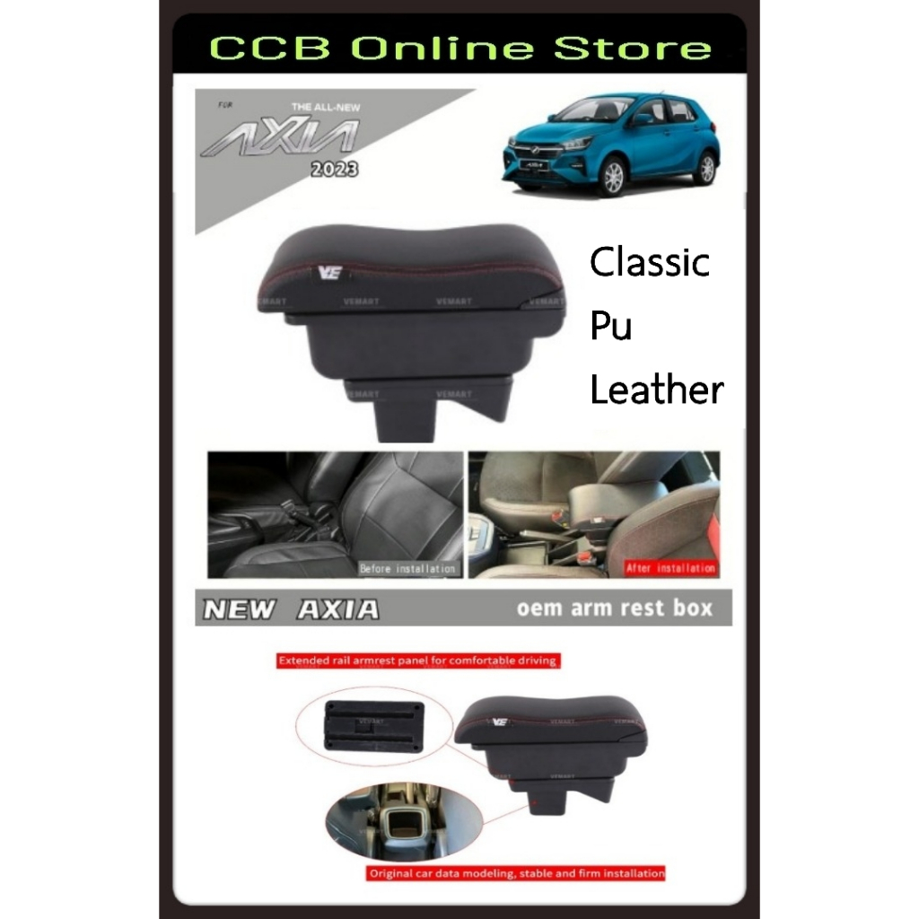 Perodua Axia 2023 Above Adjustable Arm Rest Armrest Console Leather 3