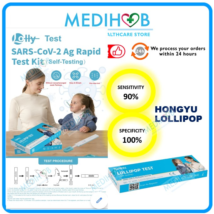 [STRICTLY NON RETURN] HONGYU COVID19 RAPID ANTIGEN TEST KIT (LOLLIPOP