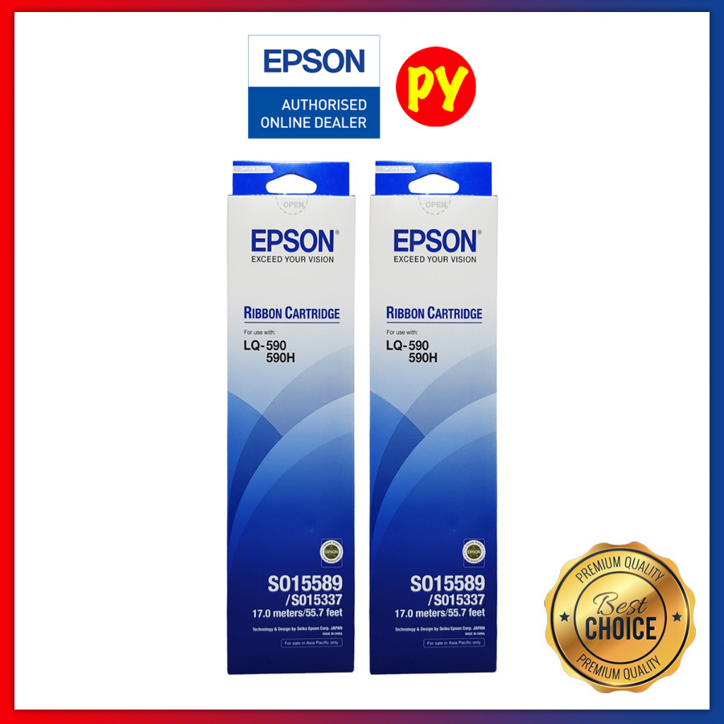 Epson 100% Original LQ-590 Ribbon LQ590 II LQ 590 S015589 / S015337 (X2 ...