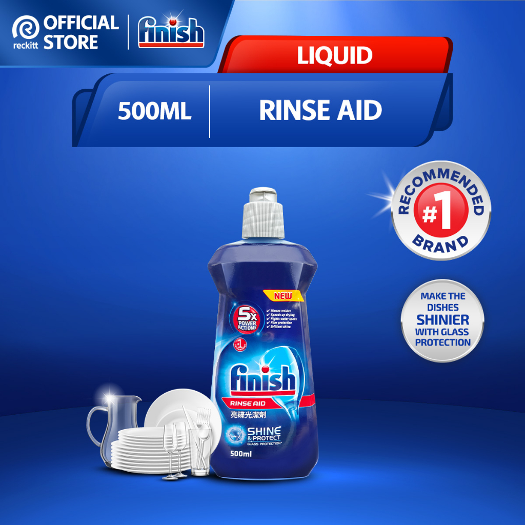 Finish Rinse Aid Shine & Dry Dishwasher Machine Cleaning Dish Cleaner Liquid (500ml) Shopee