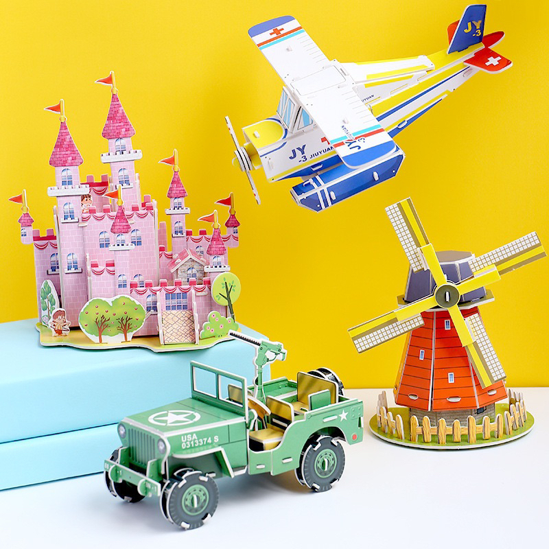 6D 3D building paper puzzle DIY play art and craft kid puzzle early ...
