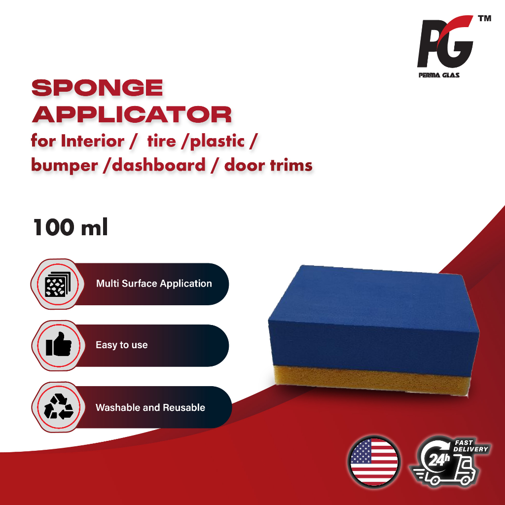 Sponge Applicator for Interior, tyre, tire, plastic, bumper, dashboard