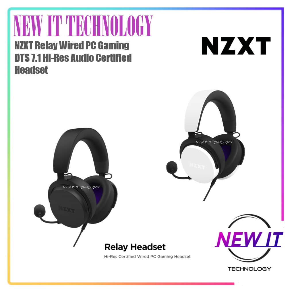 NZXT Relay Wired PC Gaming Headset Hi-Res Certified DTS