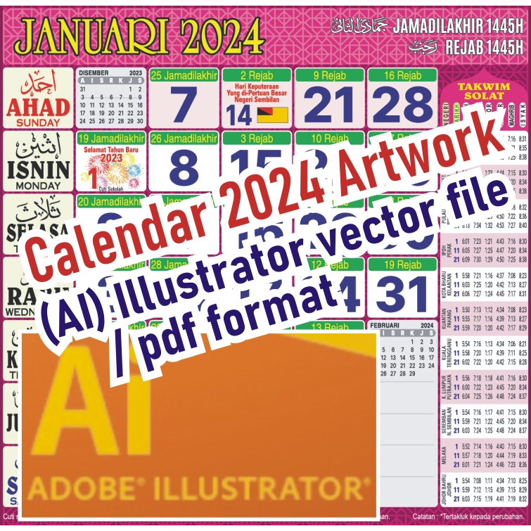 [KYCD] Islamic Calendar 2025 Artwork File in Illustrator Shopee Malaysia