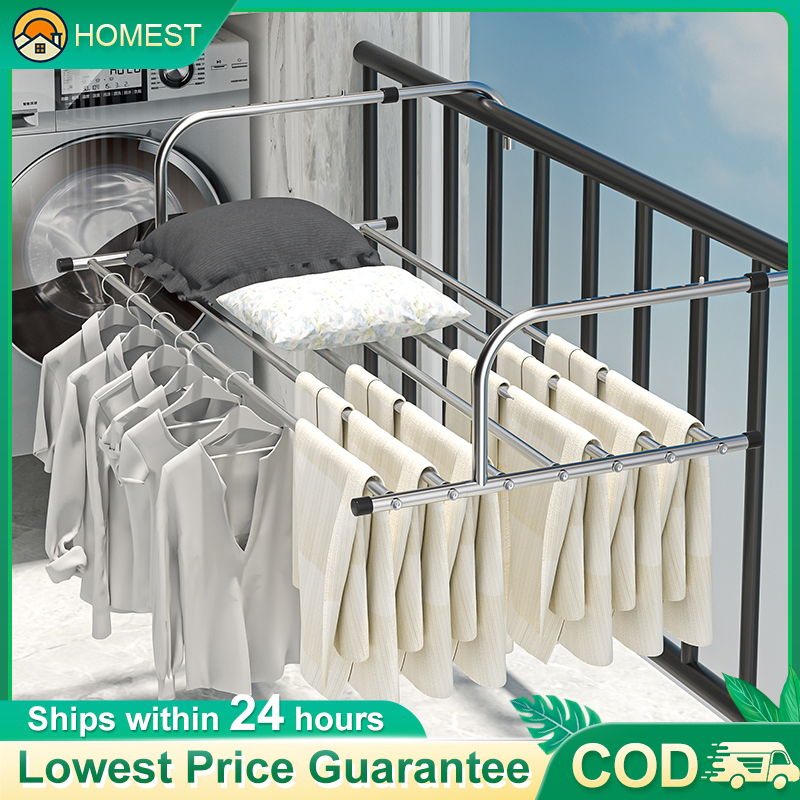 Stainless Steel Foldable Towel Hanger Balcony Hostel Laundry Cloth