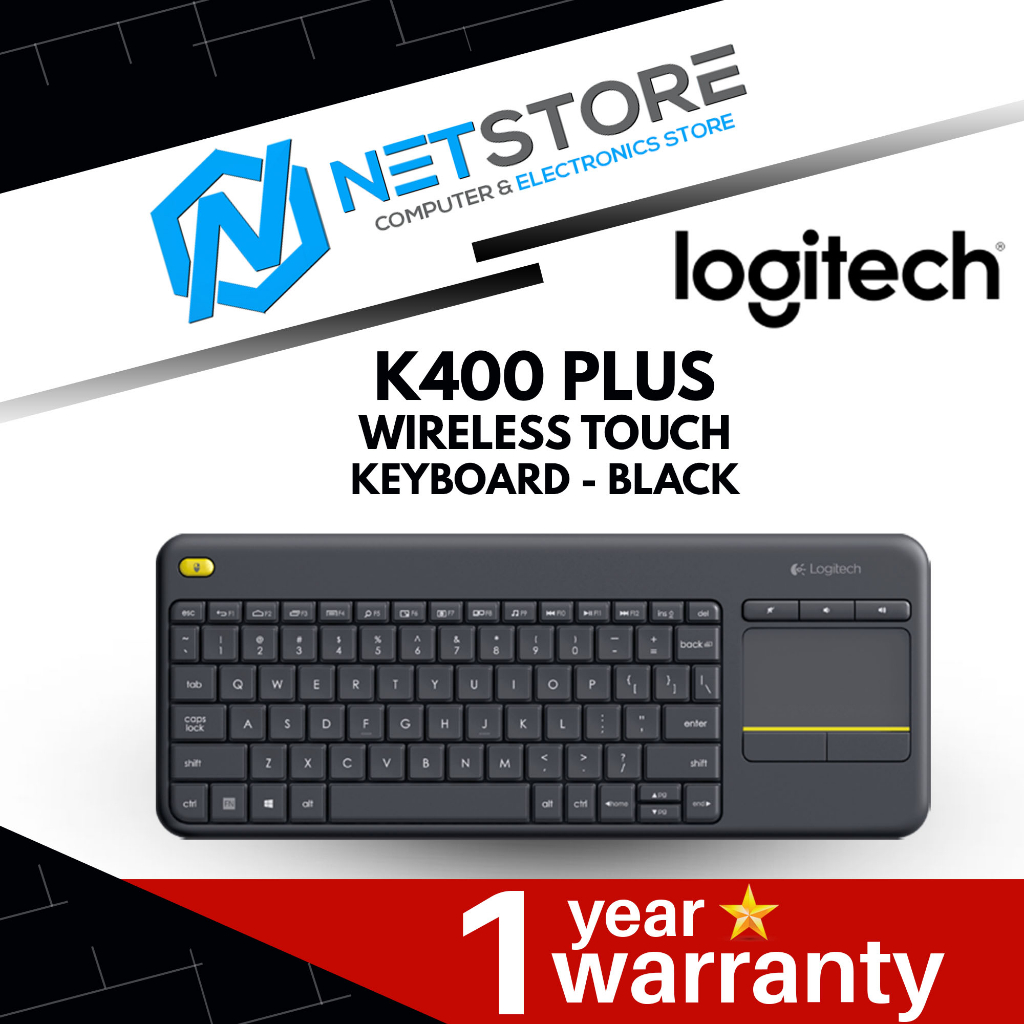 LOGITECH K400 PLUS WIRELESS TOUCH KEYBOARD (BLACK) - 920-007165 ...
