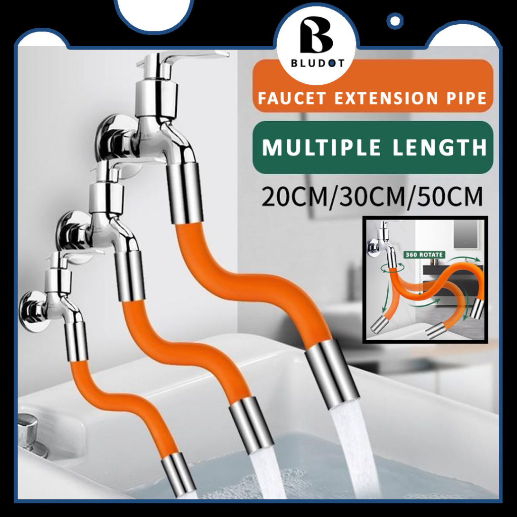 FLEXIBLE HOSE SILICONE TUBE KITCHEN FAUCET EXTENDER UNIVERSAL ROTATING WATER TAP EXTENSION HOSE