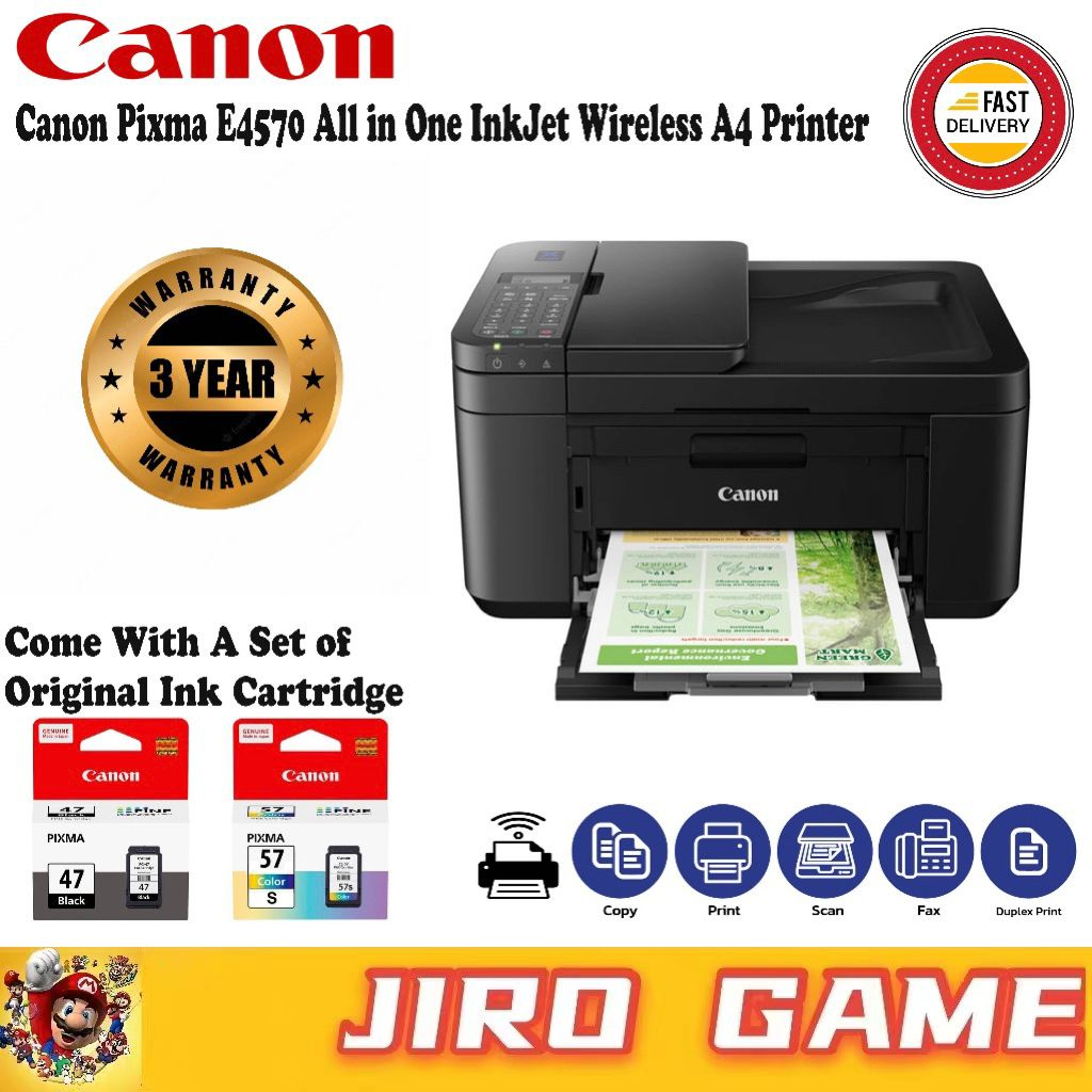 Canon Pixma E4570 All in One InkJet Wireless A4 Printer/ DuplexPrint Scan Copy Fax Wifi Shopee