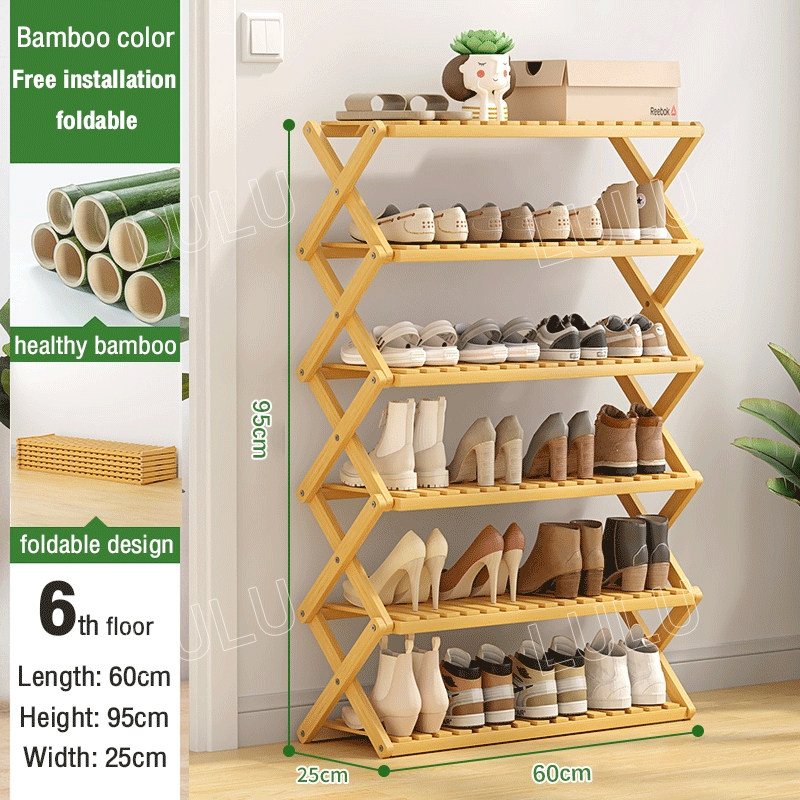 LULU 3 4 5 6 Layers Shoe Rack Rack Kasut Organizer Bamboo Shoe Rack Over 30 Pairs Storage Rack Shoes Rack Cabinet Shopee Malaysia