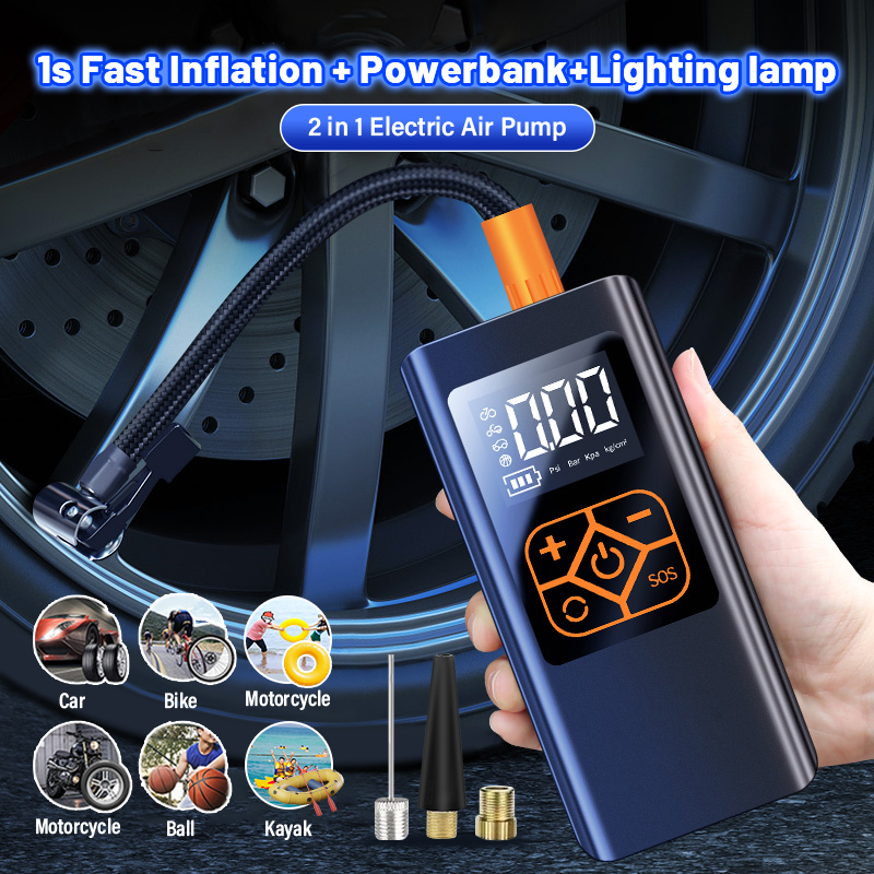 [Local] Air Pump Tyre Inflator Car Bike Mini Portable Tire Wireless Tayar Inflatable Air