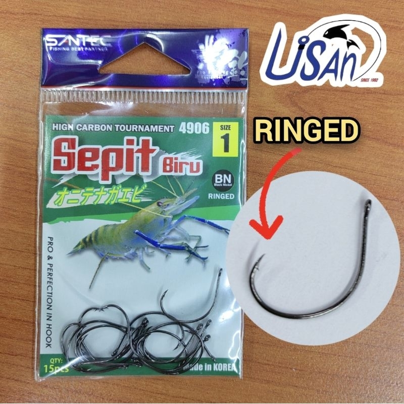 SANTEC SEPIT BIRU 4906 UDANG GALAH HOOK/ MATA KAIL UDANG PRAWN HOOK ...