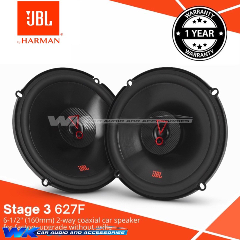 Kit Enceintes Coaxiales JBL Stage3 627F 165mm Pour Peugeot 206, 307, 406, 407 - Neuf - Puissance 220W Max