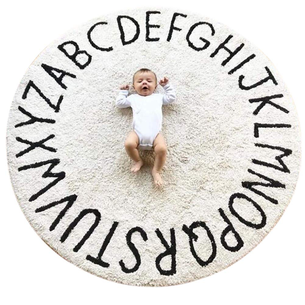 ABC Rug Alphabet Mat Nursery Kids Round Educational Alphabet Warm Soft ...