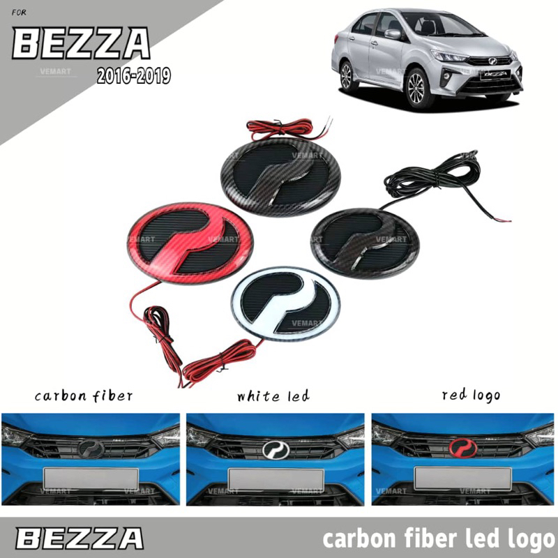 Vemart perodua BEZZA car carbon fiber led logo emblem accessories ...