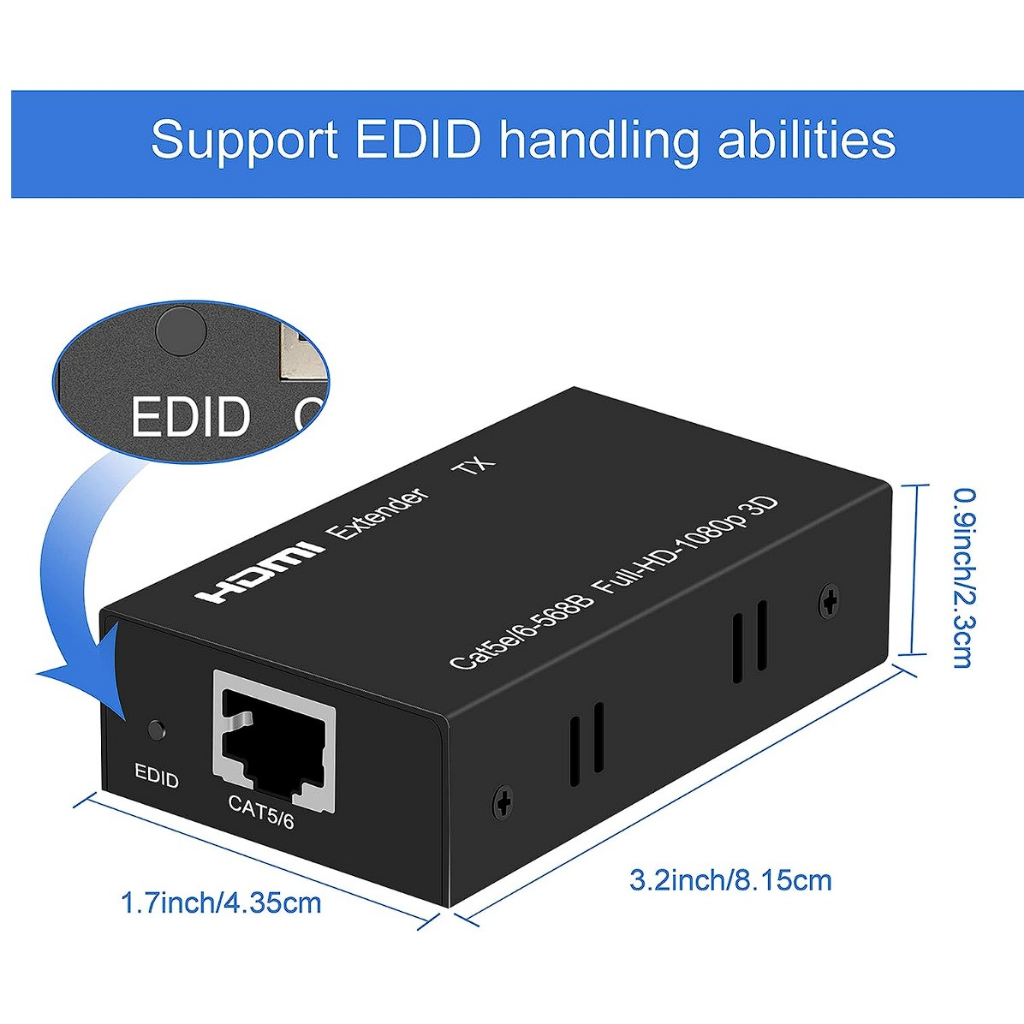 HDMI Extender 60 Meter Ethernet LAN Cat5E/6/7 Repeater HDMI Transmitter ...
