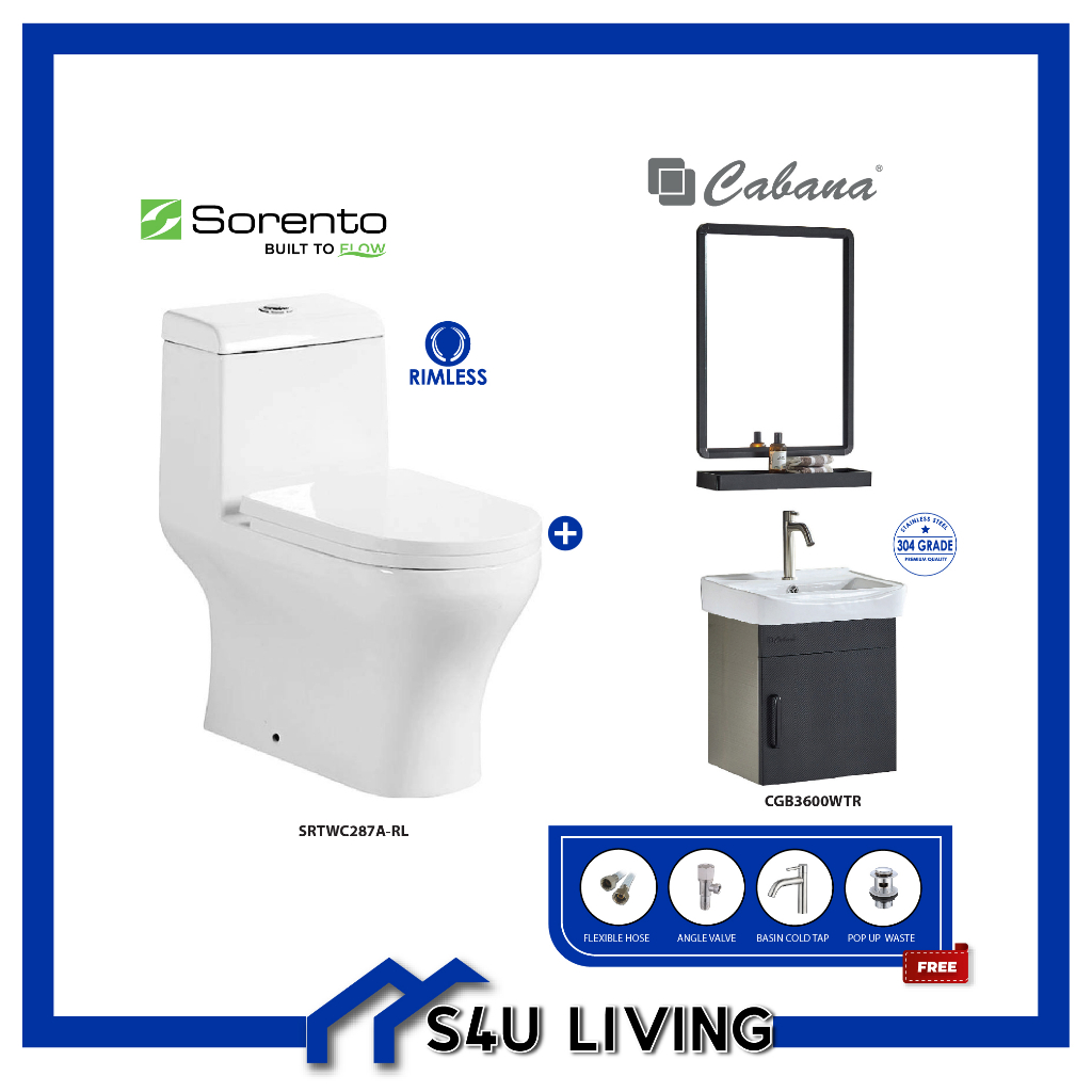 [COMBO SET] SORENTO WC SRTWC287A TOILET BOWL WATER CLOSET TANDAS ...