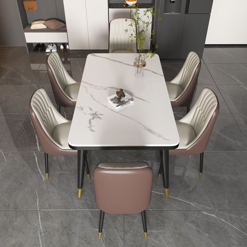 Light luxury rock slab dining table and chair combination small ...