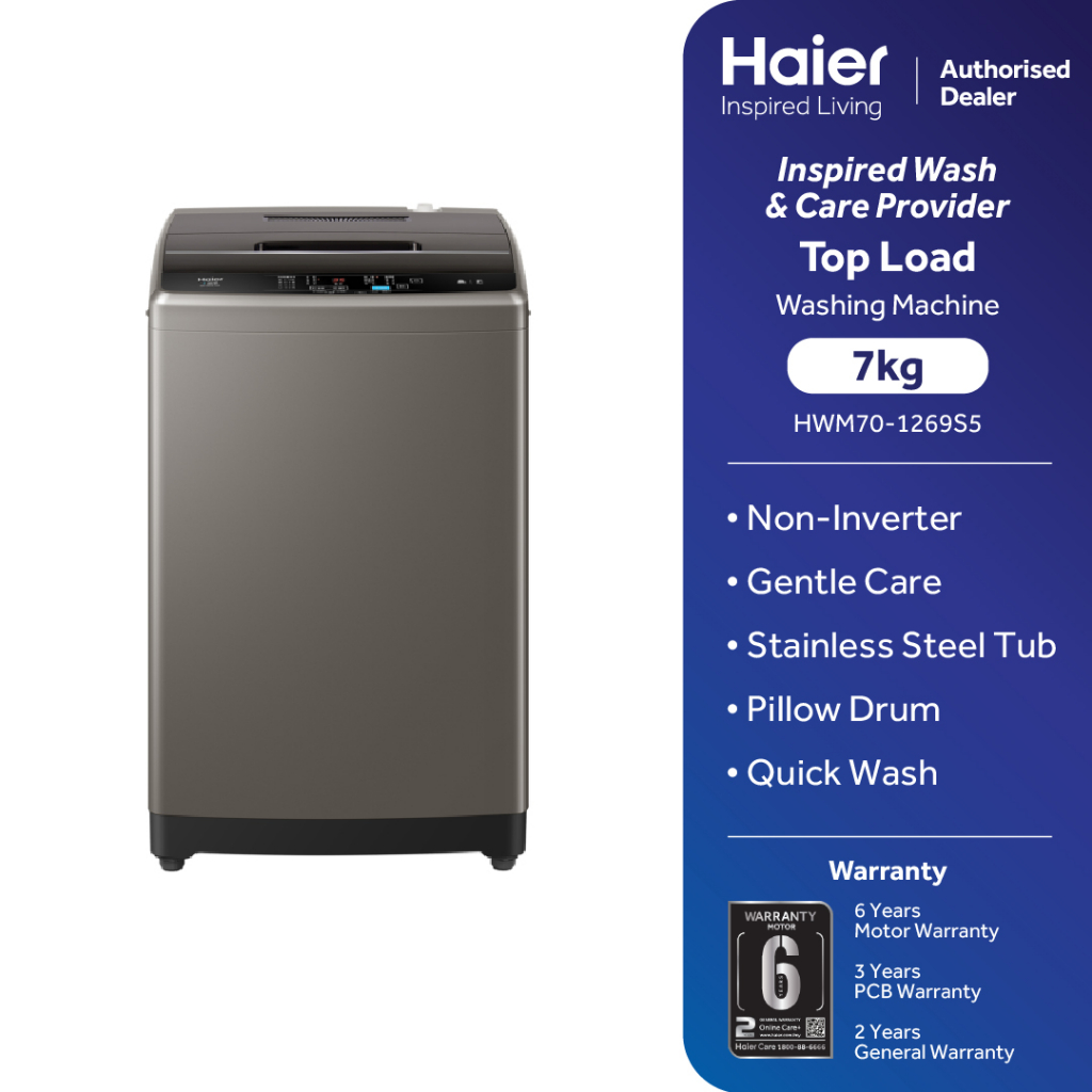 Haier 7KG Top Load Fully Auto Washing Machine HWM701269S5 Shopee