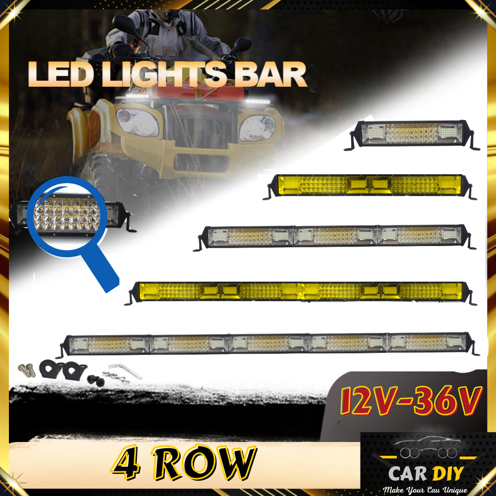 CAR DIY 12V 24V Spot Light LED Super Bright Work Light Bar 4 Row Fog ...