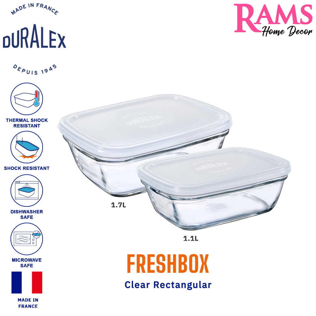 Duralex Clear Rectangular Freshbox with Silicone Lid / Food Storage ...