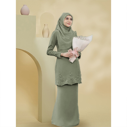 Gambar baju kurung Elegant Green