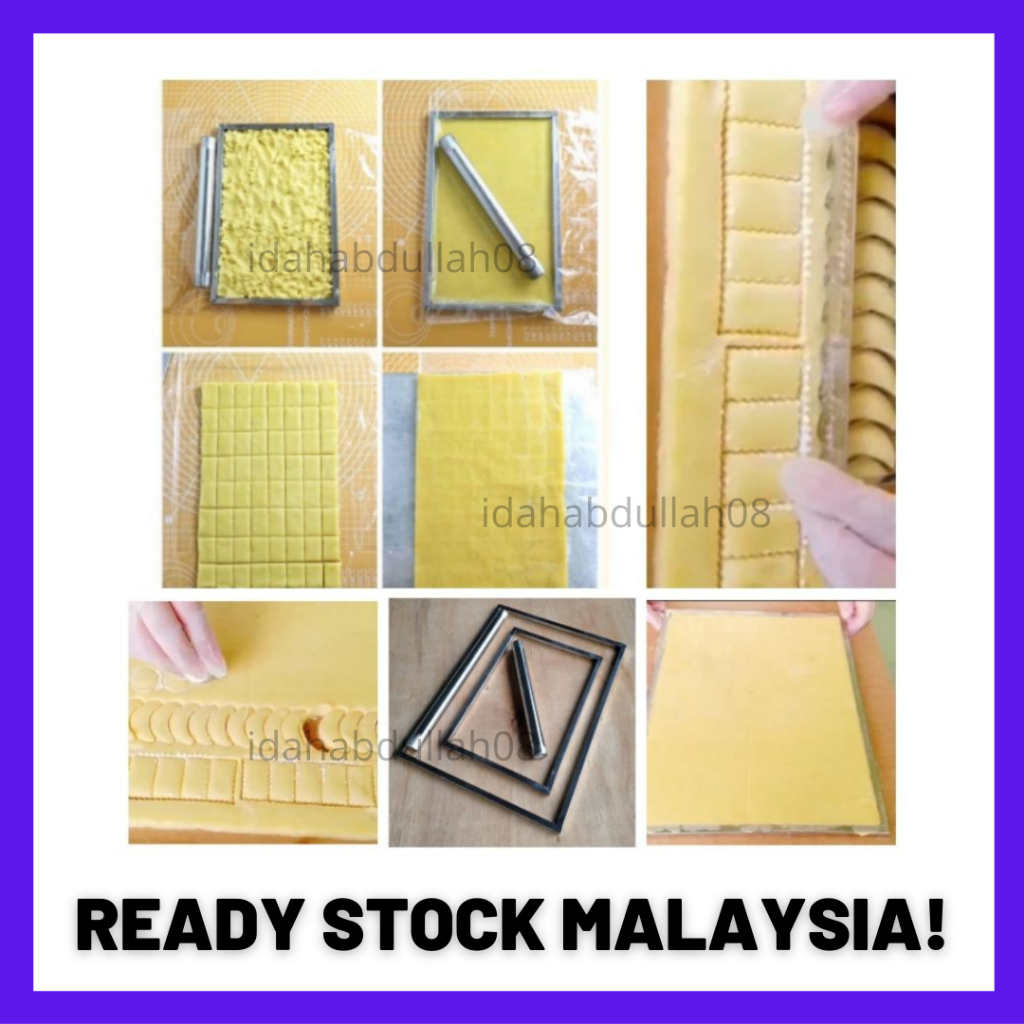 Dough Leveler 1cm Thick Frame + Roll pin Stainless Steel Bingkai Kuih ...