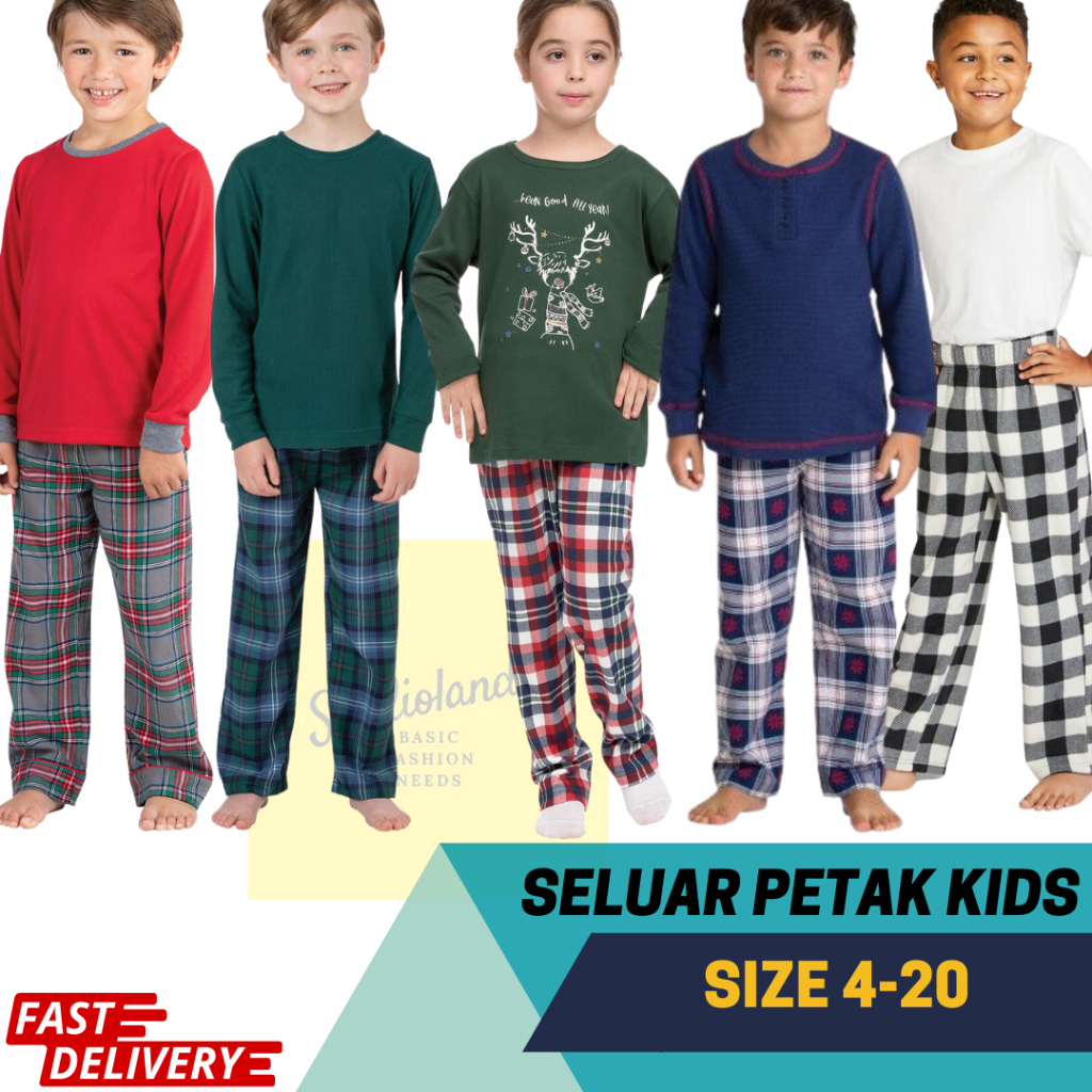 Seluar Petak Budak Size 4 To 20 Kids Long Pants Cotton Shopee Malaysia