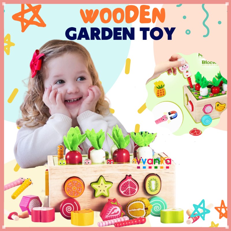 VVANKA [From KL] Montessori Wooden Garden Toy Fine Motor Skills