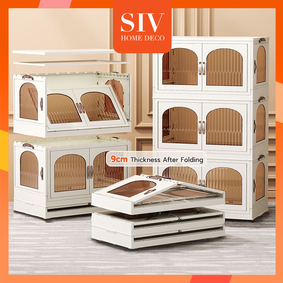 SIV Foldable Stackable Storage Box Folding Wardrobe Collapsibe Plastic Clothes Storage