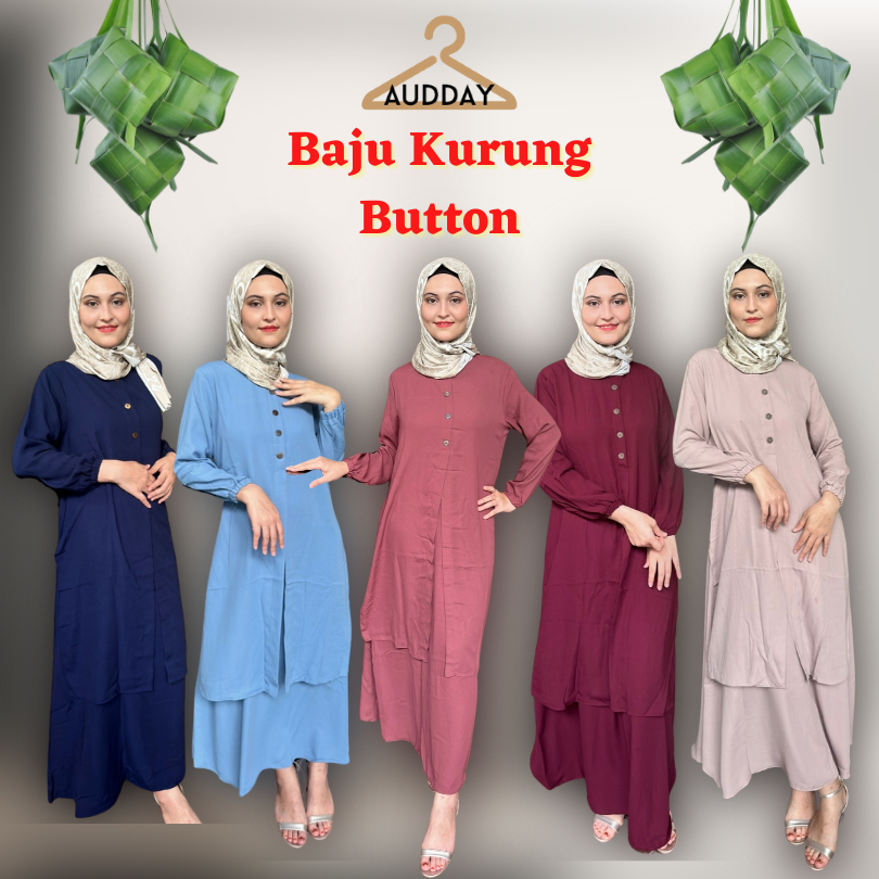 Audday Baju Kurung moden 2024 Baju raya 2024 Hari Raya Button dress ...