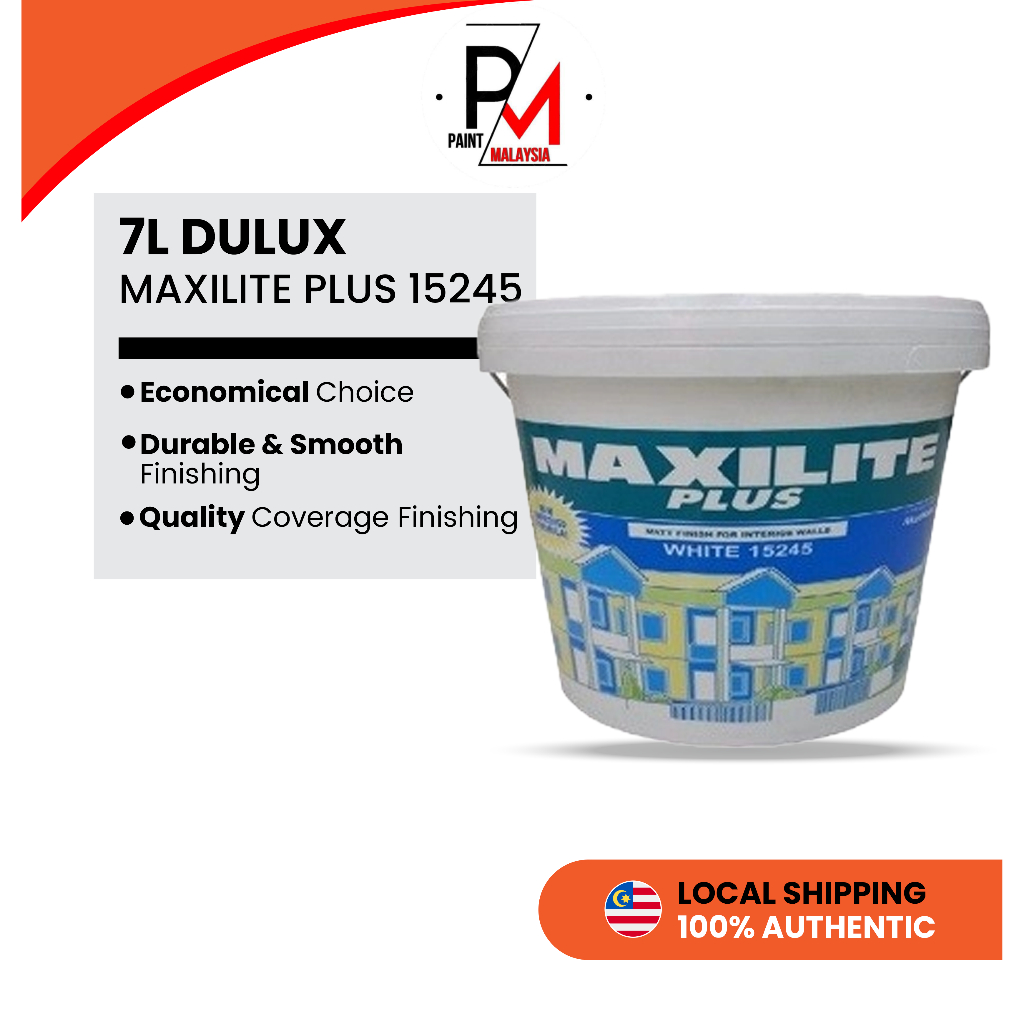 7L DULUX 15245 White Maxilite Plus Emulsion Paint/JOTUN Jotaplast Max White 0000 For Interior Wall &amp; Ceiling Cat Dinding