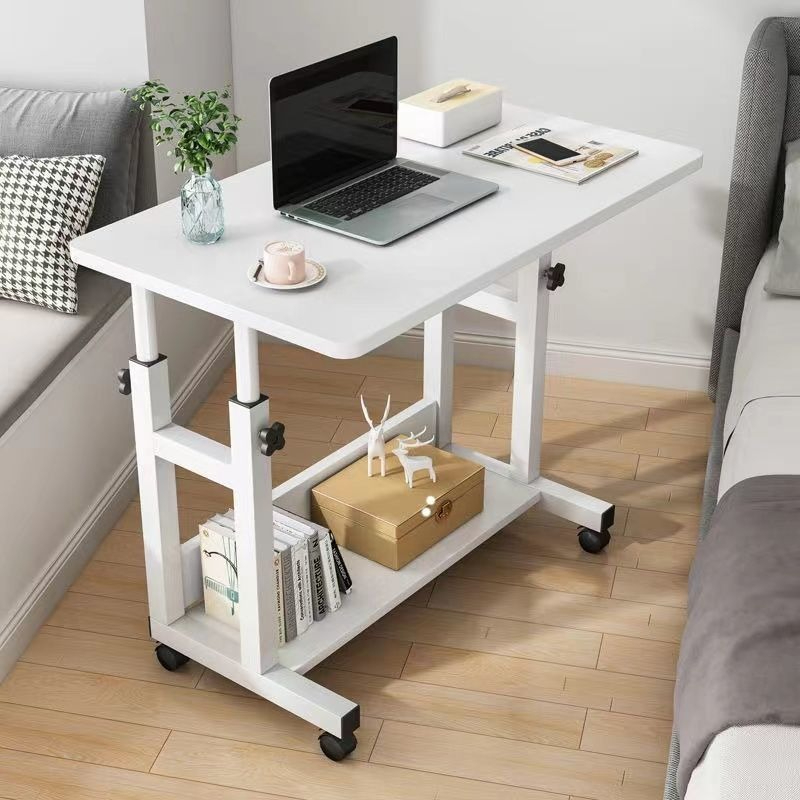 Simple Laptop Table Folding Lazy Person Bedside Table+Wheels Movable ...