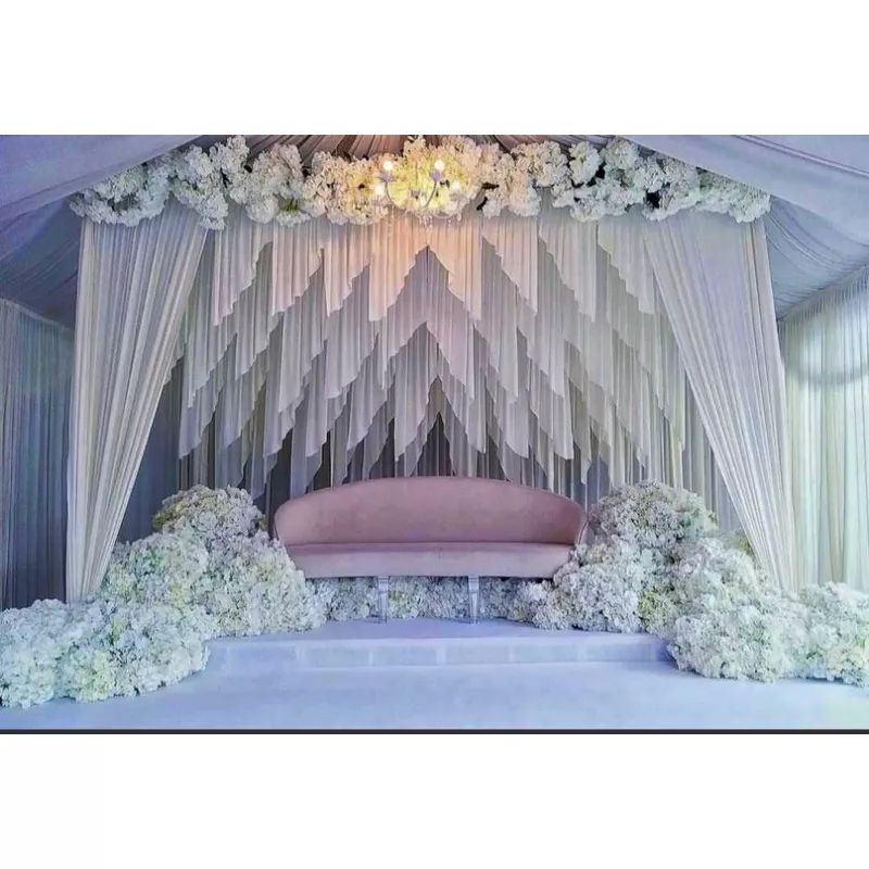 Kain Backdrop Pelamin Serong Segitiga Tirai Langsir Wedding Stage ...